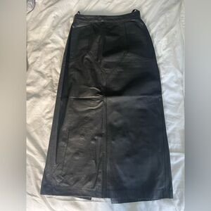 Vintage Long Black Leather Skirt Size 0